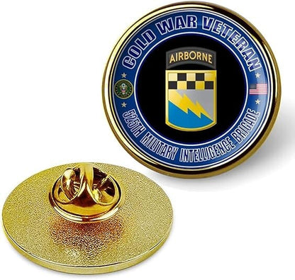 Cold War Veteran 525th Military Intelligence Brigade Tie Shirt Lapel Pin -Gold