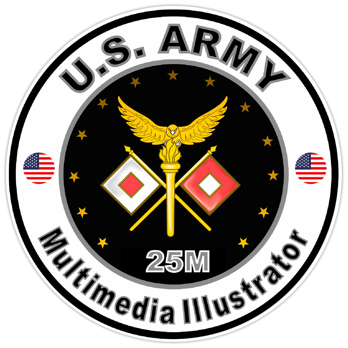 US Army Multimedia Illustrator Sticker Military Soldier Decal 5"