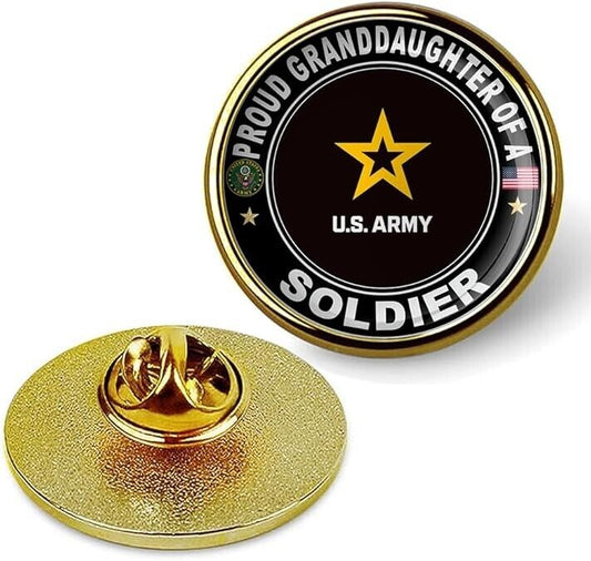 Proud Granddaughter Of A Soldier Tie Suit Shirt Lapel Pin - Gold