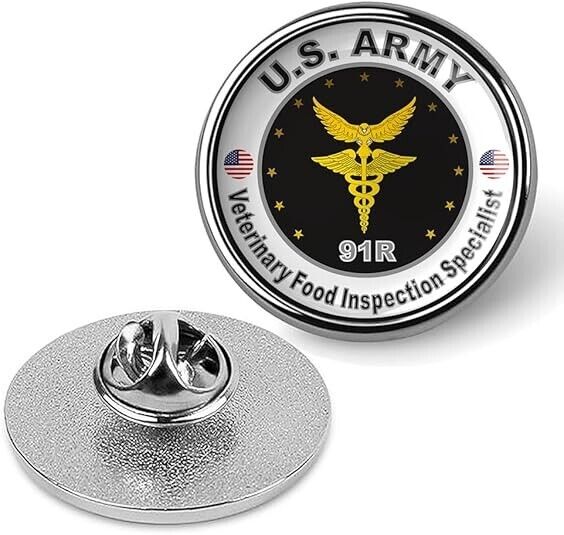 US Army Veterinary Food Inspection Specialist Tie Shirt Lapel Pin - Silver
