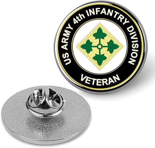 U.S. Army 4th Infantry Division Lapel Pin Veteran Tie Suit Shirt Pinback-Silver