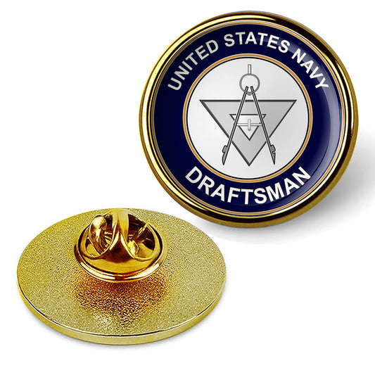 U.S. Navy Draftsman Tie Tac, Hat Pin, Badge, Military Emblem Lapel Pin - Gold