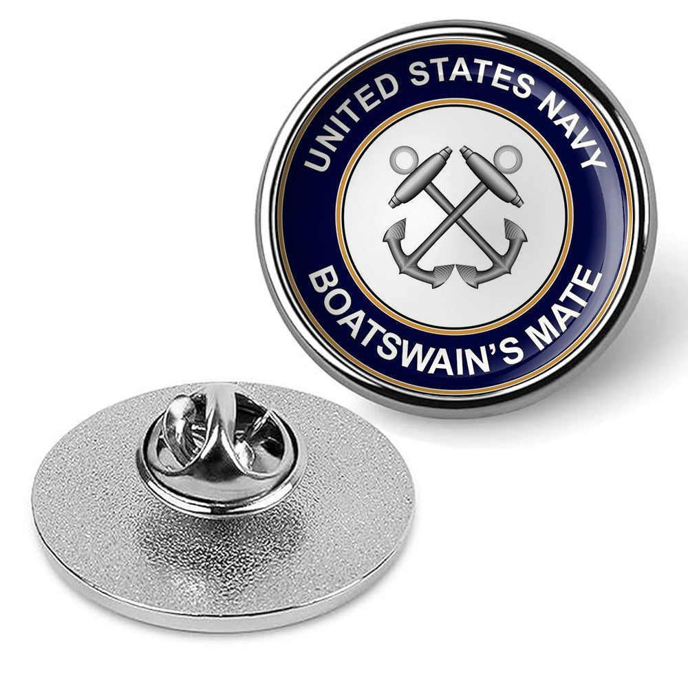 U.S. Navy Boatswains Mate Tie Tac, Hat Pin, Badge, Military Lapel Pin - Silver