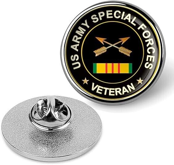 US Army Special Force Veteran Tie Suit Shirt Lapel Pin - Silver
