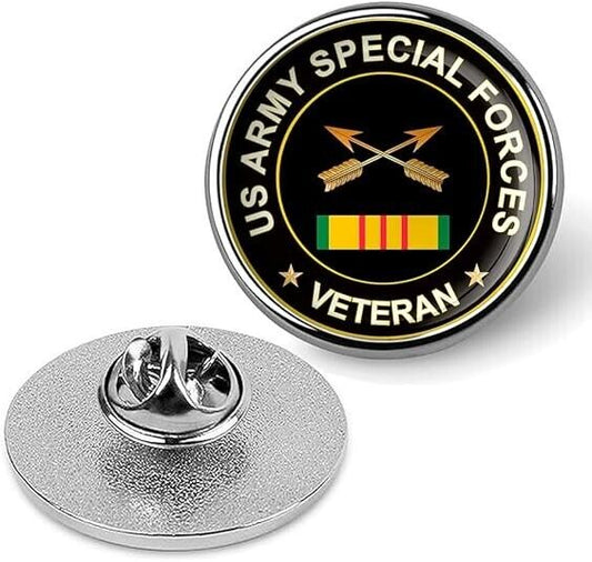 US Army Special Force Veteran Tie Suit Shirt Lapel Pin - Silver