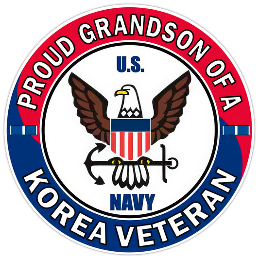 U.S. Navy Proud Grandson of a Korea Veteran Bumper Sticker Military Decal 5"