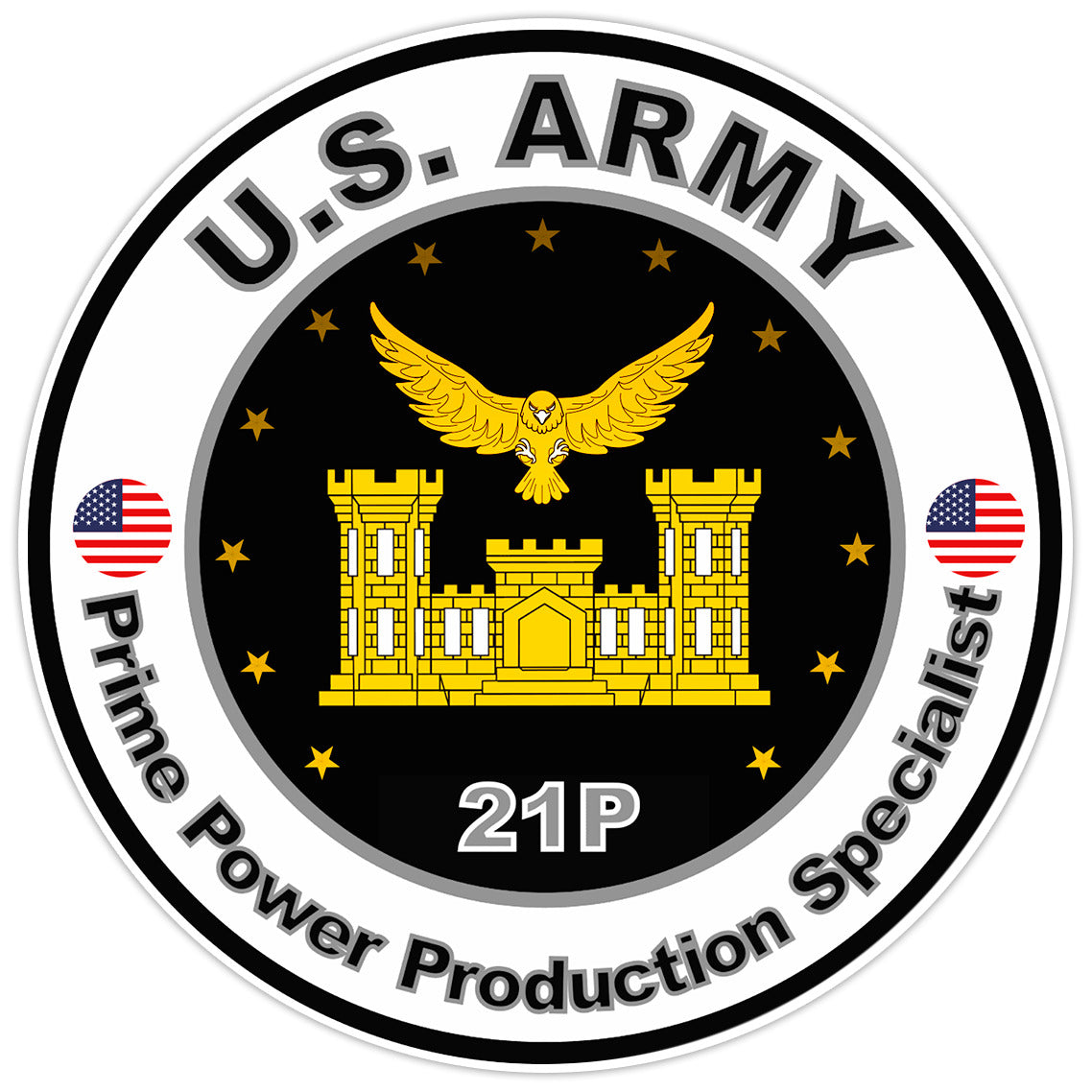 US Army Prime Power Production Specialist Sticker Military Soldier Decal 5"