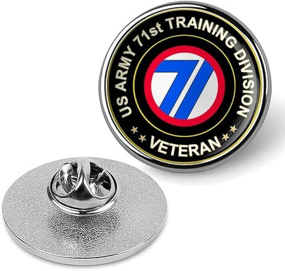US Army 71st Training Division Veteran Tie Suit Shirt Lapel Pin - Silver