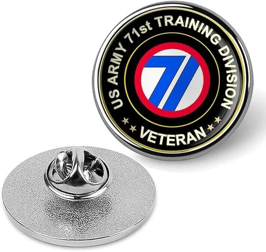 US Army 71st Training Division Veteran Tie Suit Shirt Lapel Pin - Silver