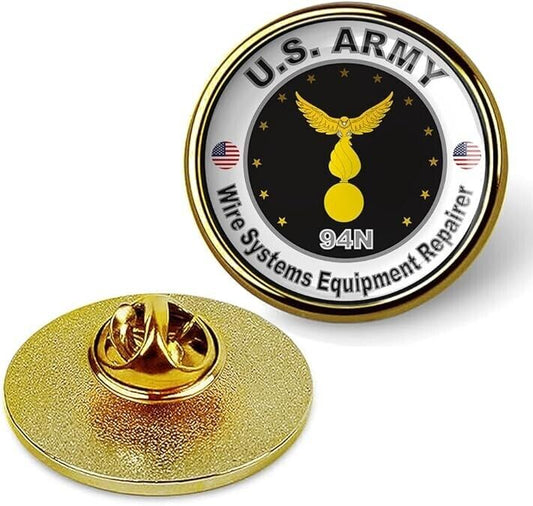 United States Army Wire Systems Equipment Repairer Tie Shirt Lapel Pin - Gold
