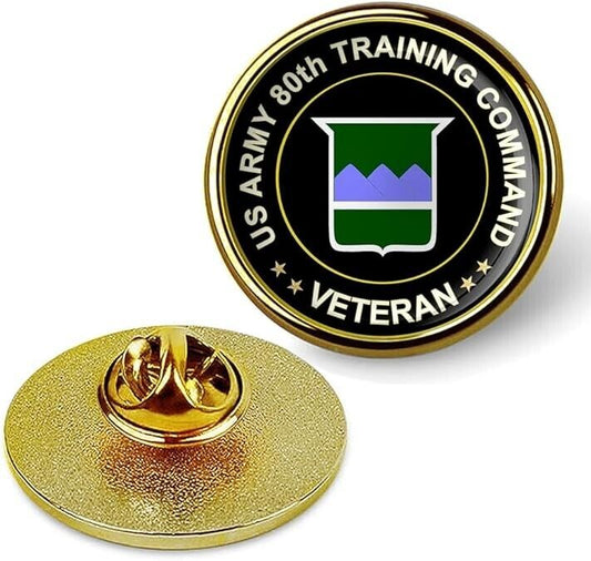 US Army 80th Training Command Veteran Tie Suit Shirt Lapel Pin - Gold