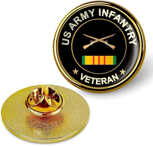 US Army Infantry Veteran Tie Suit Shirt Lapel Pin - Gold
