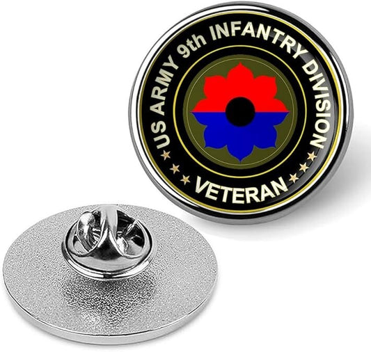 US Army 9th Infantry Division Veteran Tie Suit Shirt Lapel Pin - Silver
