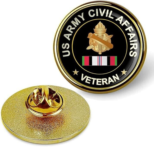 US Army Civil Affairs Veteran Tie Suit Shirt Lapel Pin - Gold