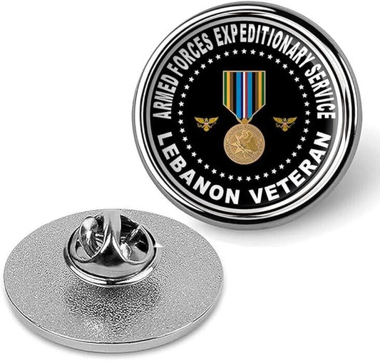 Armed Forces Expeditionary Service Lebanon Veteran Lapel Pin-Silver