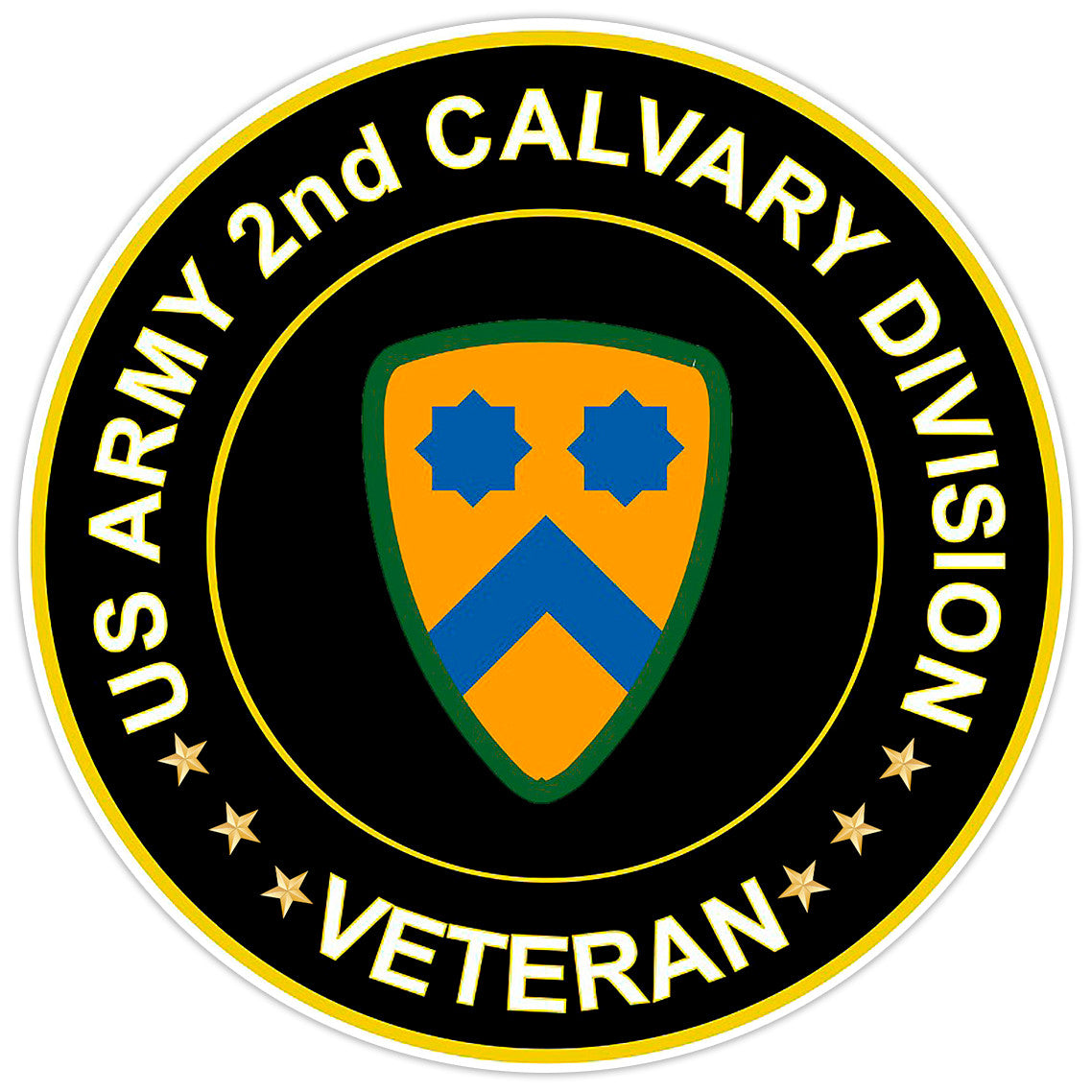 US Army 2nd Cavalry Division Veteran Bumper Sticker Military Vinyl Decal 5"