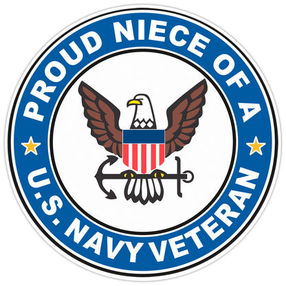 U.S. Navy Veteran Proud Niece Bumper Sticker Military Vinyl Soldier Decal 5"