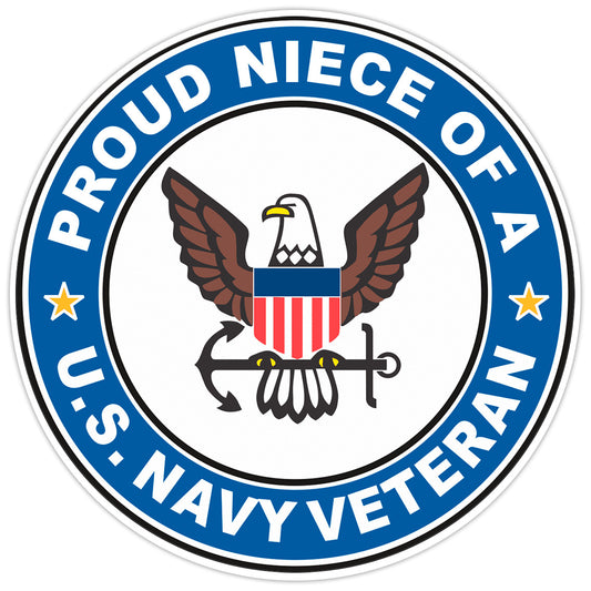 U.S. Navy Veteran Proud Niece Bumper Sticker Military Vinyl Soldier Decal 5"