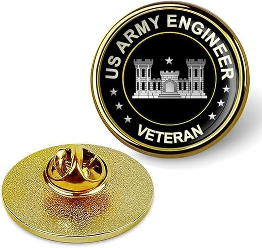 US Army  Engineer Veteran Lapel Pin Veteran Tie Suit Shirt Lapel Pin-Gold