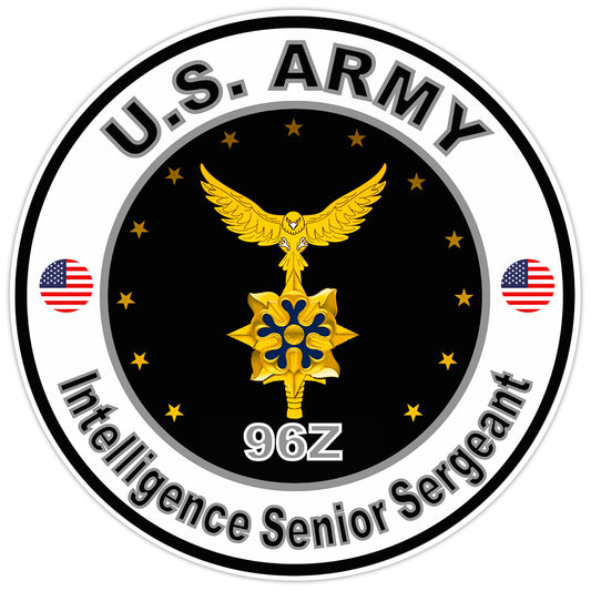 US Army Intelligence Senior Sergeant Bumper Sticker Military Vinyl Decal 5"
