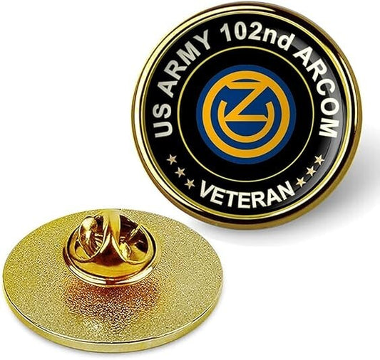 US Army 102nd Arcom Veteran Tie Suit Shirt Lapel Pin - Gold