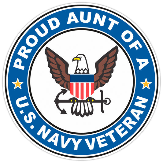 U.S. Navy Veteran Proud Aunt Bumper Sticker Military Vinyl Soldier Decal 5"