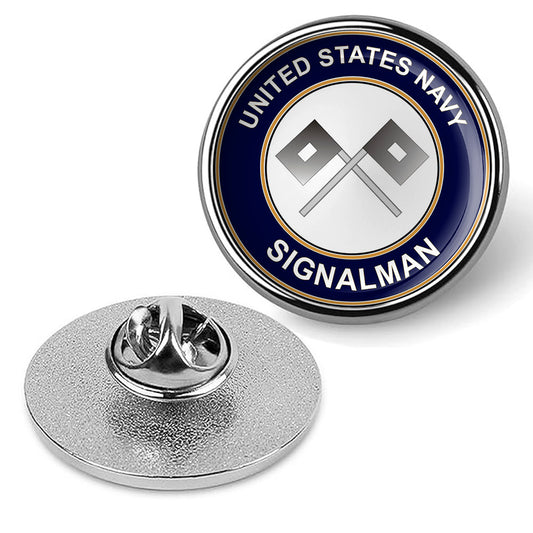 U.S. Navy Signalman SH Tie Tac, Hat Pin, Military Emblem Lapel Pin - Silver