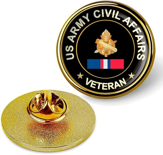 US Army Civil Affairs Veteran Tie Suit Shirt Lapel Pin - Gold