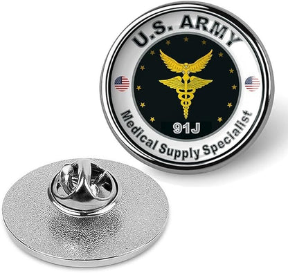 United States Army Medical Supply Specialist Tie Suit Shirt Lapel Pin - Silver