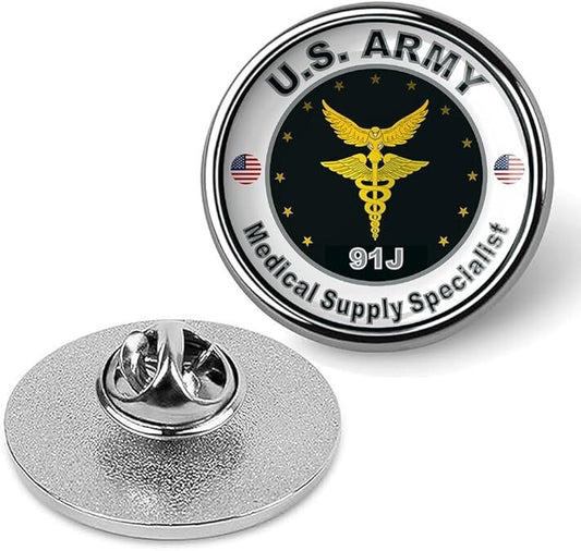United States Army Medical Supply Specialist Tie Suit Shirt Lapel Pin - Silver
