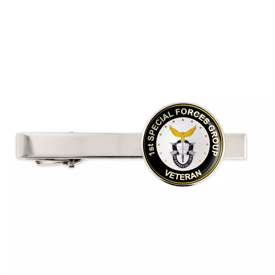 Us Army 1st Special Forces Group Military Veteran Tie Clip Tie Bar Gift