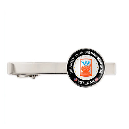 Us Army 187th Signal Brigade Military Veteran Tie Clip Tie Bar Gift