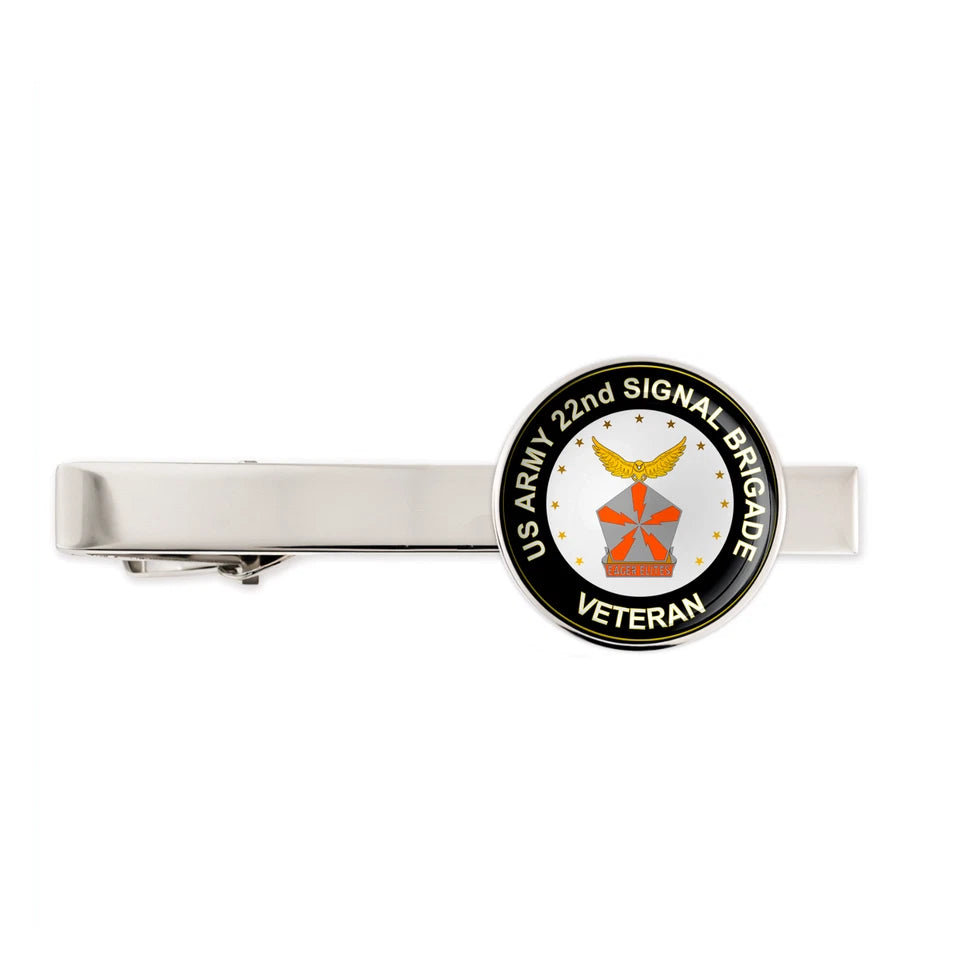 Us Army 22nd Signal Brigade Military Veteran Tie Clip Tie Bar Gift