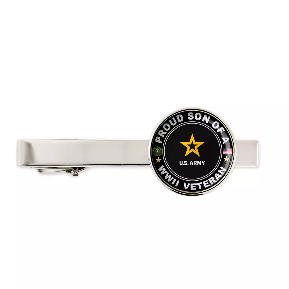 Us Army Proud Son Of A WWII Veteran Tie Clip Tie Bar Gift