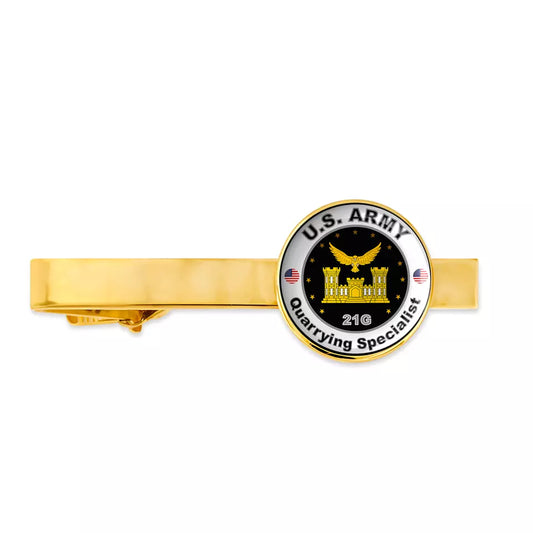 Us Army Quarrying Specialist 21G Military Veteran Tie Clip Tie Bar Gift