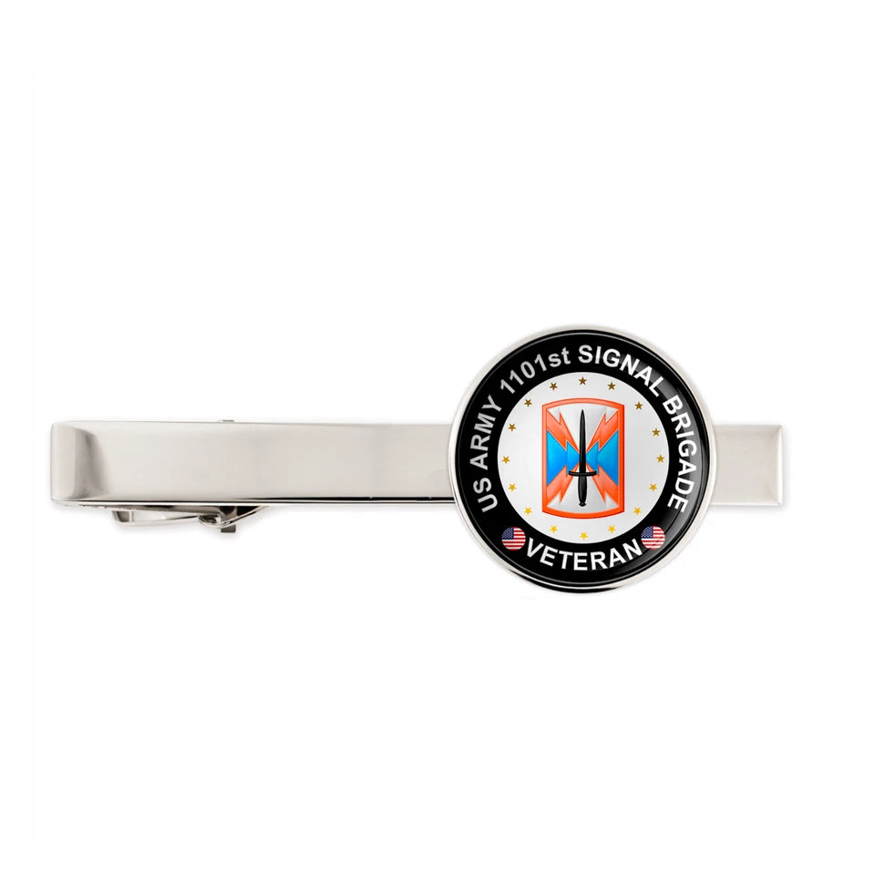 Us Army 1101st Signal Brigade Military Veteran Tie Clip Tie Bar Gift