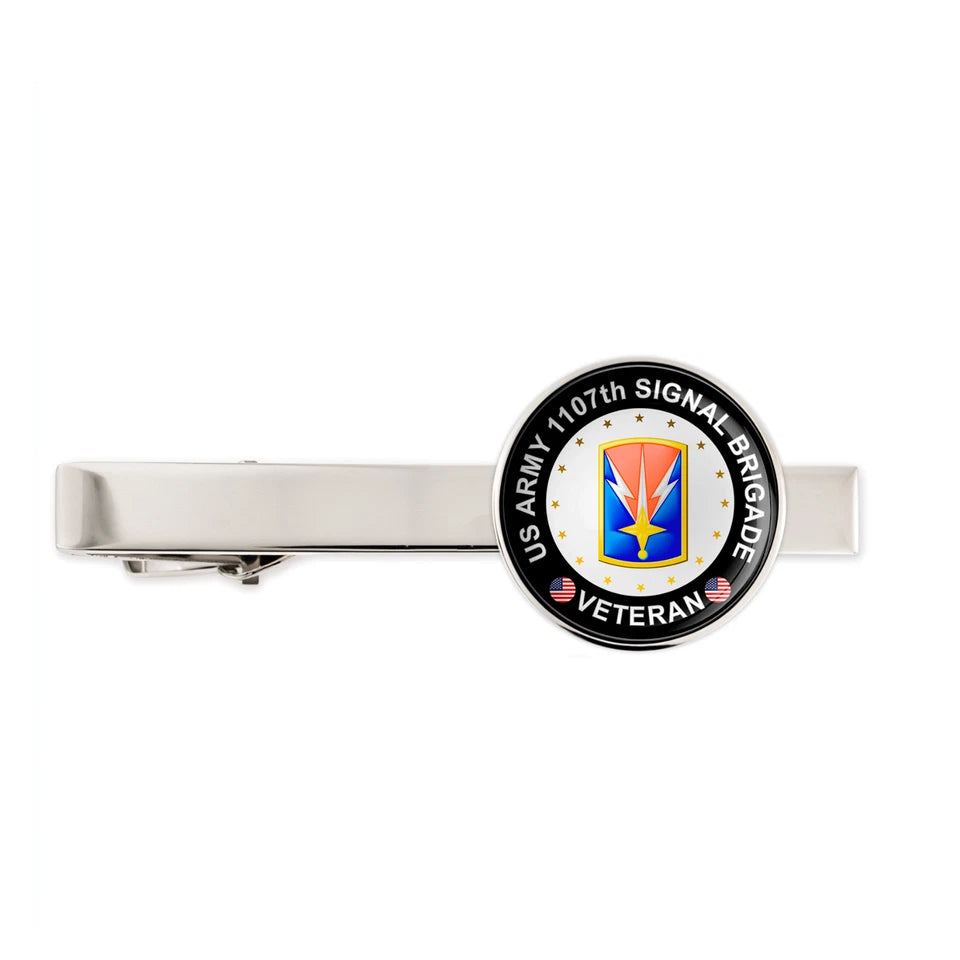 Us Army 1107th Signal Brigade Military Veteran Tie Clip Tie Bar Gift