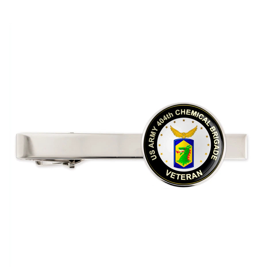 Us Army 404th Chemical Brigade Military Veteran Tie Clip Tie Bar Gift