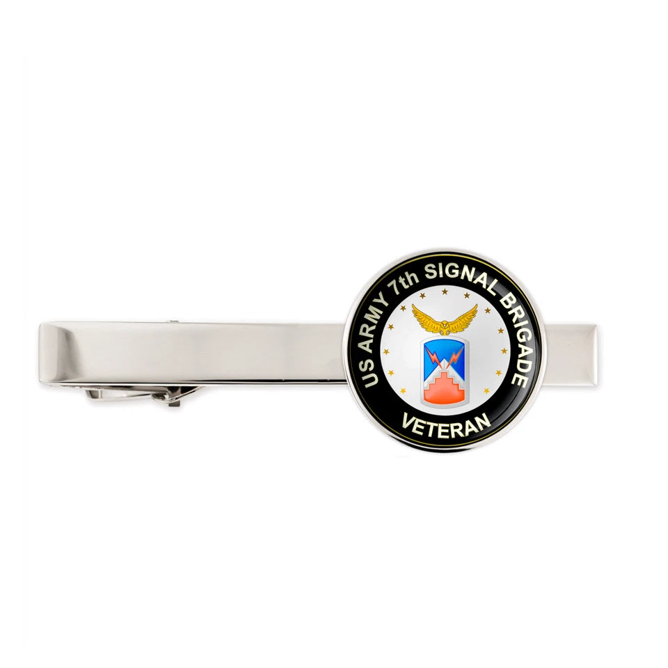 Us Army 7th Signal Brigade Military Veteran Tie Clip Tie Bar Gift