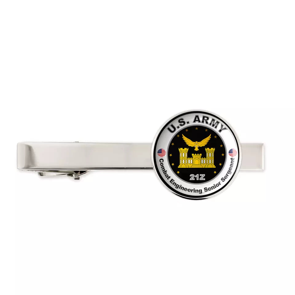 Us Army Combat Engineering Senior Sergeant 21Z Military Veteran Tie Clip Gift